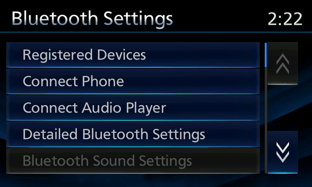 Bluetooth menu